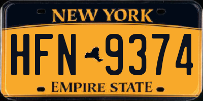NY license plate HFN9374