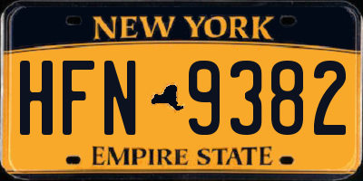 NY license plate HFN9382