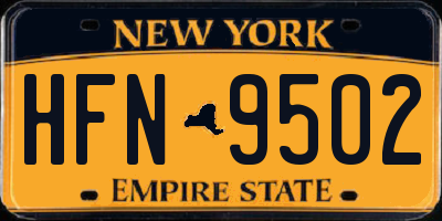 NY license plate HFN9502