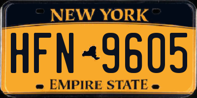 NY license plate HFN9605