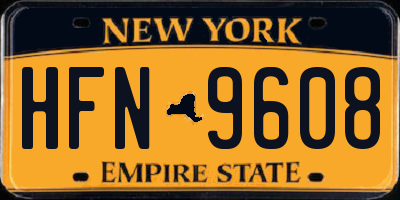 NY license plate HFN9608