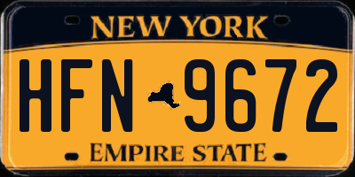 NY license plate HFN9672