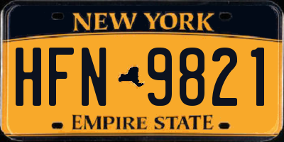NY license plate HFN9821