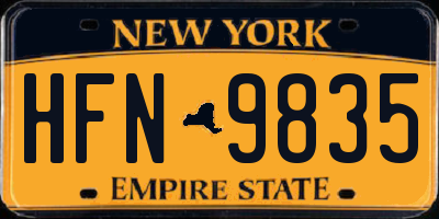 NY license plate HFN9835