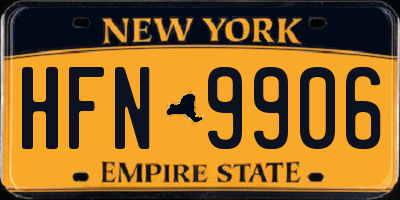 NY license plate HFN9906