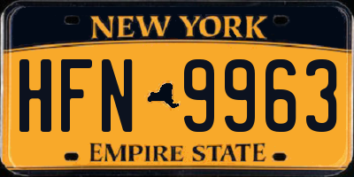 NY license plate HFN9963