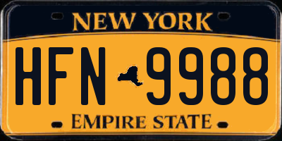 NY license plate HFN9988
