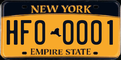 NY license plate HFO0001
