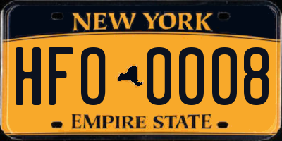 NY license plate HFO0008