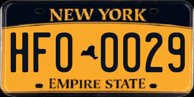 NY license plate HFO0029