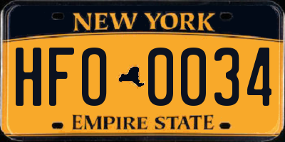 NY license plate HFO0034