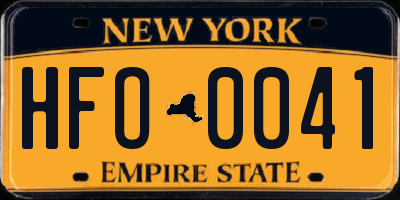 NY license plate HFO0041