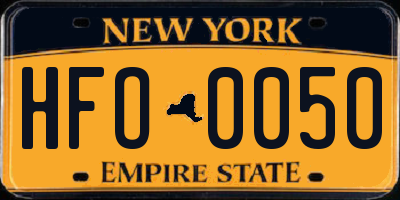 NY license plate HFO0050