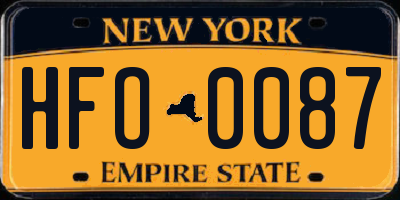 NY license plate HFO0087