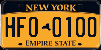 NY license plate HFO0100