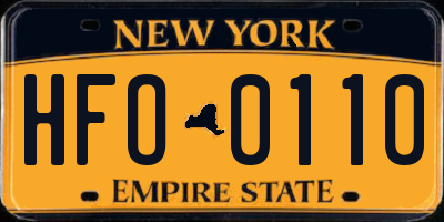 NY license plate HFO0110