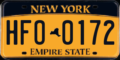 NY license plate HFO0172