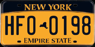 NY license plate HFO0198