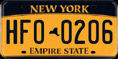 NY license plate HFO0206