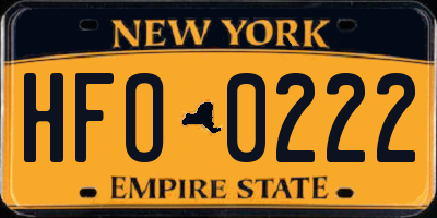 NY license plate HFO0222