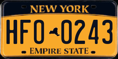 NY license plate HFO0243