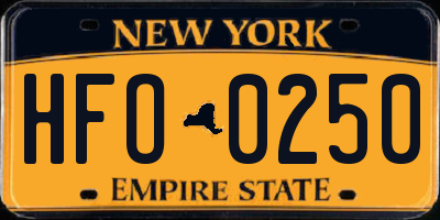 NY license plate HFO0250
