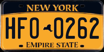 NY license plate HFO0262