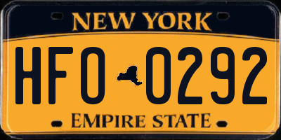 NY license plate HFO0292