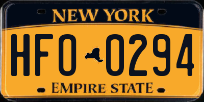 NY license plate HFO0294