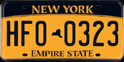 NY license plate HFO0323