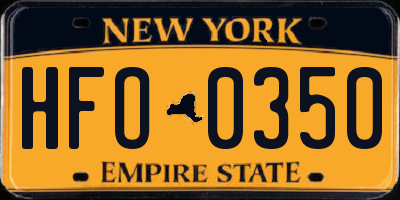 NY license plate HFO0350