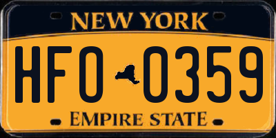 NY license plate HFO0359