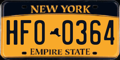 NY license plate HFO0364