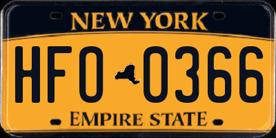 NY license plate HFO0366