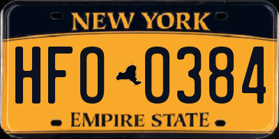 NY license plate HFO0384