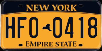 NY license plate HFO0418