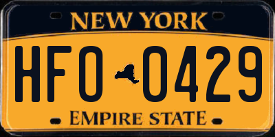 NY license plate HFO0429