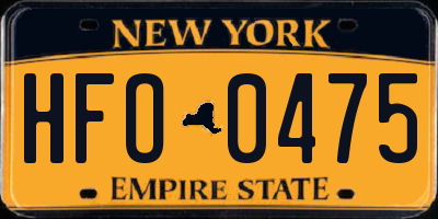 NY license plate HFO0475