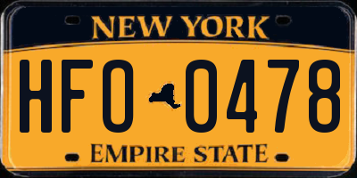 NY license plate HFO0478