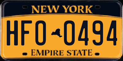 NY license plate HFO0494
