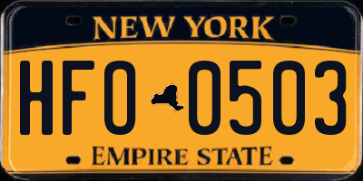 NY license plate HFO0503