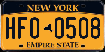 NY license plate HFO0508