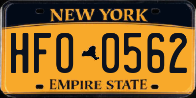 NY license plate HFO0562
