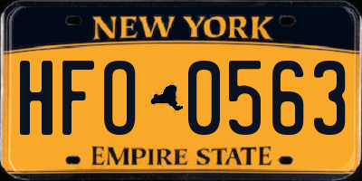 NY license plate HFO0563