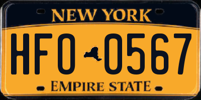 NY license plate HFO0567
