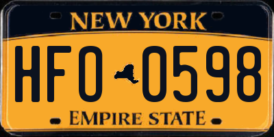 NY license plate HFO0598