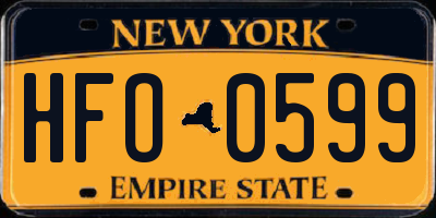 NY license plate HFO0599