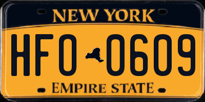 NY license plate HFO0609