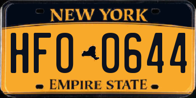 NY license plate HFO0644