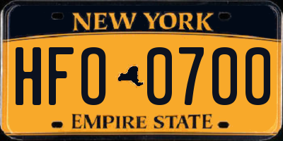 NY license plate HFO0700